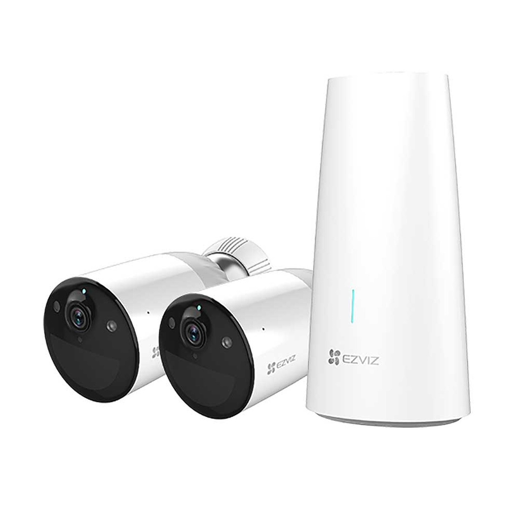 KIT DE ESTACIÓN Y 2 CAMARAS DE SEGURIDAD | FHD 1080P | WIFI 2.4 GHZ | LA ESTACIÓN BASE SOPORTA MICROSD DE HASTA 256 GB | LENTE DE CAMARA DE 2.8MM |VISION NOCTUNA A COLOR DISTANCIA DE HASTA 10M | TECNOLOGIA DE REDUCCIÓN DE RUIDO 3D DNR | SIRENA INTEGRADA DE 105 DB | AUDIO BIDIRECCIONAL | DETECCIÓN INTELIGENTE DE HUMANOS | BATERIA RECARGABLE DE 12.900 MAH | BASE COMPATIBLE HASTA 4 CAMARAS BC1 | INTERFAZ RJ45 X 1 | COMPATIBLE CON PANEL SOLAR EZVIZ PARA EL CARGADO DE LA BATERIA | PROTECCIÓN A LA INTERPERIE IP 66 | MARCA EZVIZ