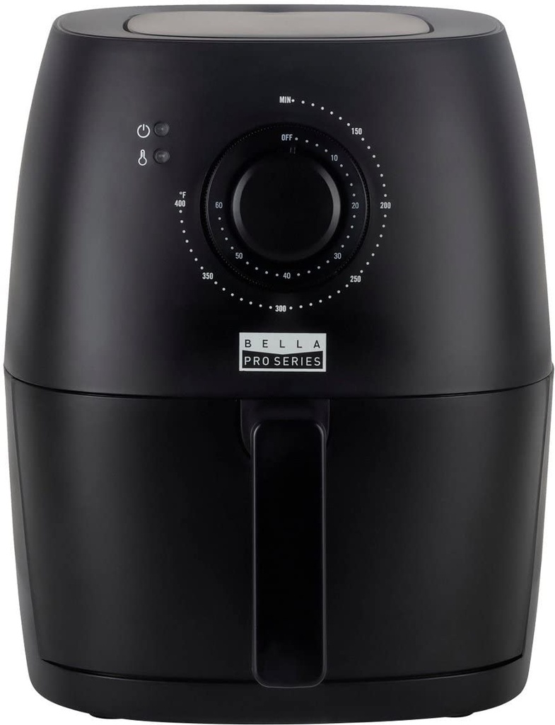 FREIDORA DE AIRE ELÉCTRICA 3,7 CUARTOS /COLOR NEGRO / TEMPORIZADOR DE 60 MINUTOS CON ALERTA / TEMPERATURA AJUSTABLE DE 155 A 400 GRADOS / CESTA EXTRAÍBLE / GUÍA DE TEMPERATURA / POTENCIA: 1300W / MARCA BELLA PRO