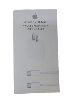 TRANSFORMADOR CON CABLE | CABLE USB TIPO C A USB TIPO C | APPLE | POTENCIA 35W | IPHONE 15 PRO MAX | OUTPUT 5V | ENTRADA TIPO C | MODELO A2571 | MARCA APPLE