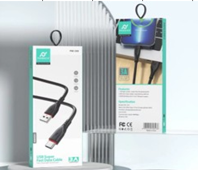 CABLE DE CARGA RAPIDA, 3A, USB C A USB A, 1 METRO DE LARGO, COLOR BLANCO. MARCA PHONENCIA