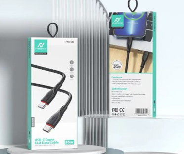 CABLE DE CARGA RAPIDA, 35W, USB C A USB C, 1 METRO DE LARGO, COLOR NEGRO. MARCA PHONENCIA