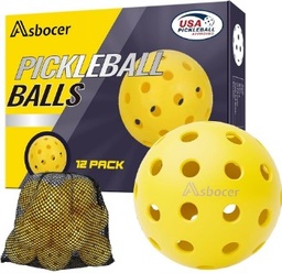 [AS-P20] PELOTAS DE PICKLEBALL. APROBADAS POR USAPA. PAQUETE 12 UND. CON 40 AGUJEROS. AMARILLA. MODELO AS-P20
