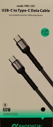 [PNC-C07-C-1M ] CABLE DE CARGA RAPIDA, 60W, USB C A USB C, 1 METRO DE LARGO. MARCA PHONENCIA