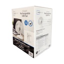 VENTILADOR RECARGABLE DE 5.5 PULGADAS// 3 VELOCIDADES//INCLUYE CABLE USB// COLOR BLANCO// CABEZAL  ANGULO 90°// MARCA MAINSTAYS