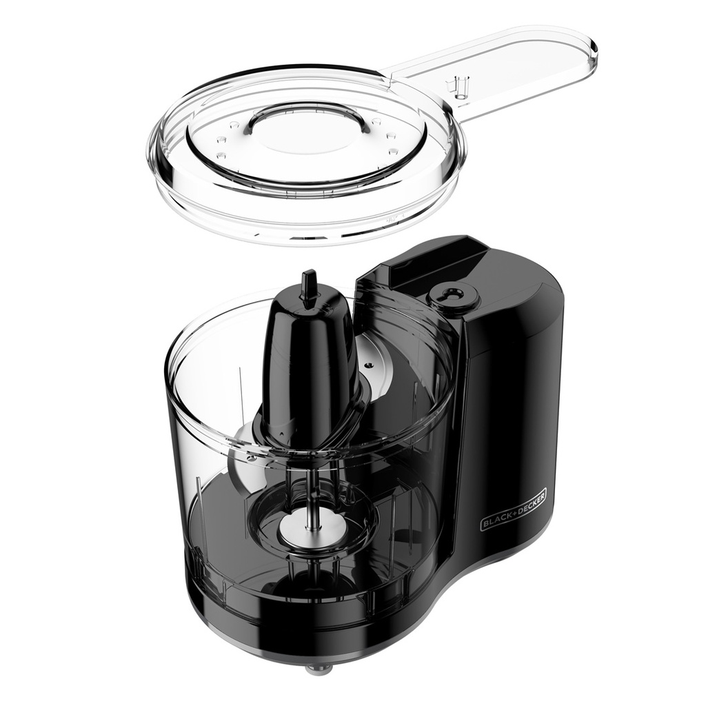 PICADOR ONE TOUCH NEGRO / MODELO HC150B / MARCA BLACK AND DECKER / 70 WATTS DE POTENCIA / CAPACIDAD DE 1,5 TAZAS / CUCHILLAS DE ACERO INOXIDABLE / CONTROL DE PULSO DE UN TOQUE / ORIFICIOS DE ACEITE