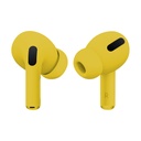 AUDIFONO, COLOR AMARILLO, AIRPODS PRO MACAROON, BLUETOOTH BT 5.0 DISTANCIA 10-20 METROS, TIEMPO DE CARGA UNOS 40 MINUTOS, BATERIA EN CADA AURICULAR 45 MAH, ESTUCHE DE CARGA 300 MAH.