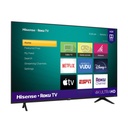TELEVISOR INTELIGENTE 58" UHD / RESOLUCION 4K 3840X2160P / CON ROKU TV / TASA 120HZ / RELACION DE ASPECTO 16:9 / AUDIO DTS 2 X 8W / PUERTO ETHERNET Y WIFI / 3 HDMI, 2 USB, 1 RF, 1 RCA, 1 OPTICO / MONTAJE DE PARED M6 VESA 300X200 / MARCA HISENSE / MODELO 58R6E3