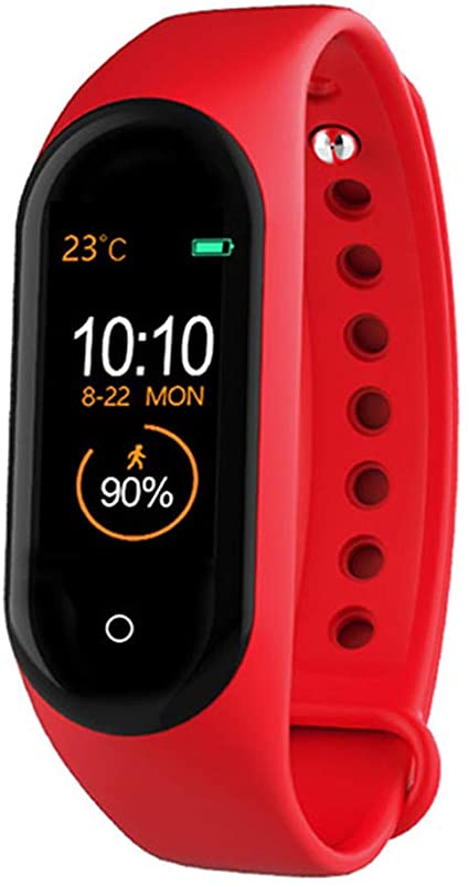 BRAZALETE SMARTWATCH MODELO M4 / BATERIA 80mAH / BLUETOOTH / COLOR ROJO / PANTALLA A COLOR CON 1 BOTON DE CONTROL / MATERIAL SUAVE DE GRAN CALIDAD