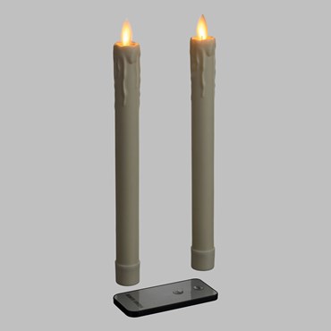 VELAS ELECTRONICAS / VELAS COLOR BLANCO / LUZ SUAVEAMARILLA DE BATERIAS AA / INCLUYE CONTROL REMOTO / 2UNIDADES