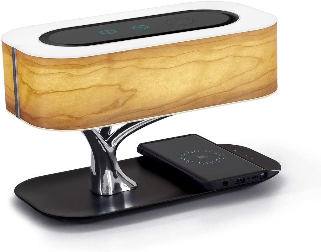 LÁMPARA DE NOCHE CON ALTAVOZ BLUETOOTH Y CARGADOR INALÁMBRICO, MODO DE SUEÑO, 20WATTS DE POTENCIA / MARCA MASDIO