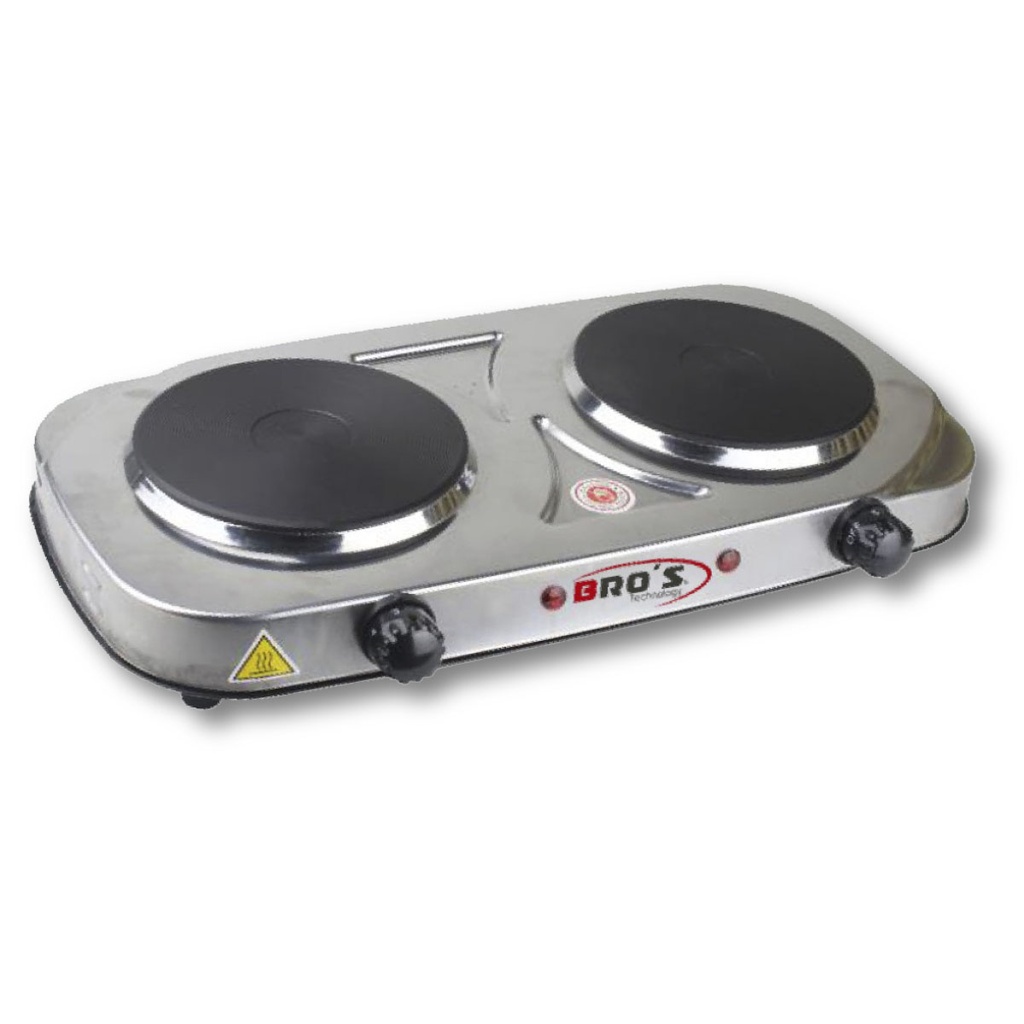 COCINA ELECTRICA DE ACERO INOXIDABLE // 2 HORNILLAS TIPO PLATO// 110V 60Hz 2000W MARCA BROS Technology