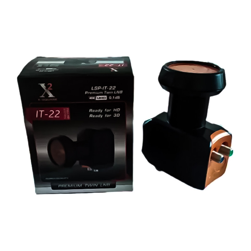 LNB UNIVERSAL TWIN FULL HD // COMPATIBLE CON DVB-S/S2// 4K UHD// 40 MM DIAMETRO// X-SQUARE, MODELO IT-22