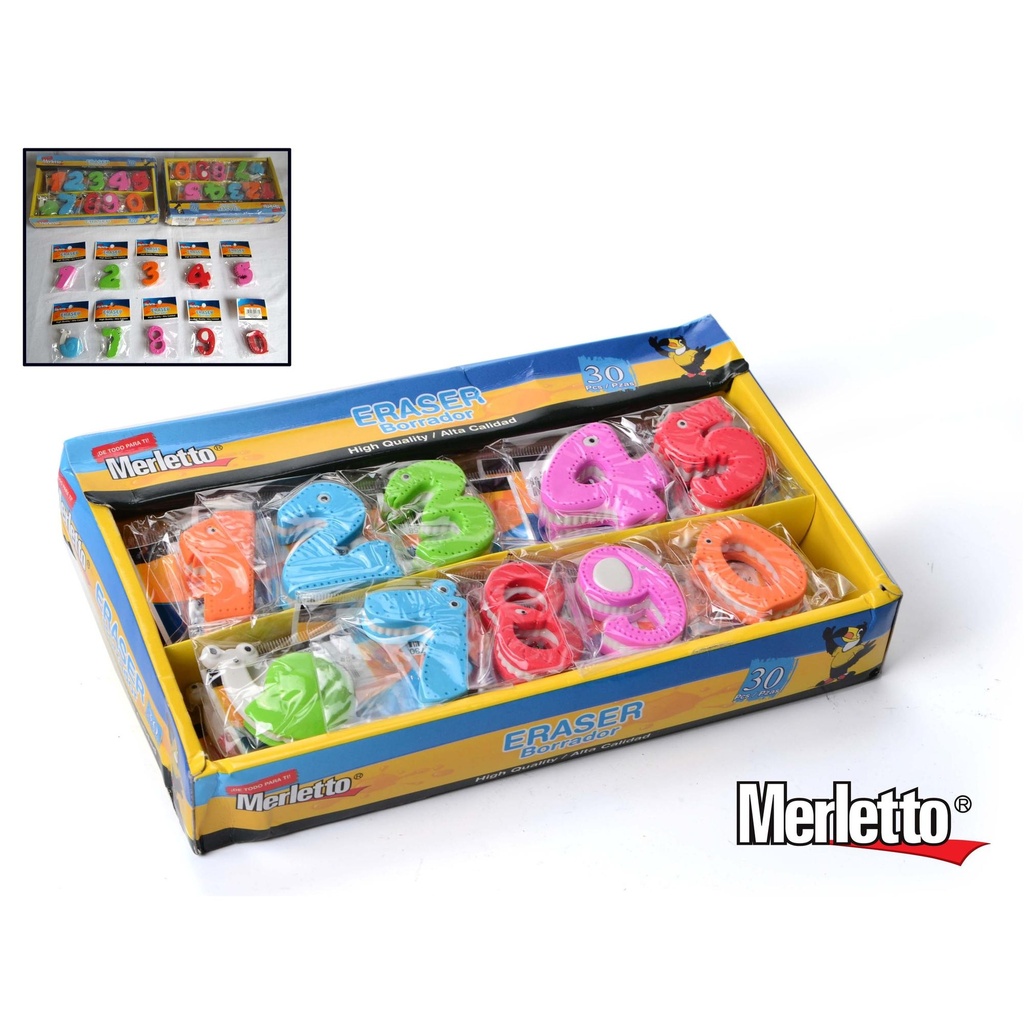 BORRADORES CON FORMA DE NUMEROS COLORES VARIADOS/ MARCA MERLETTO