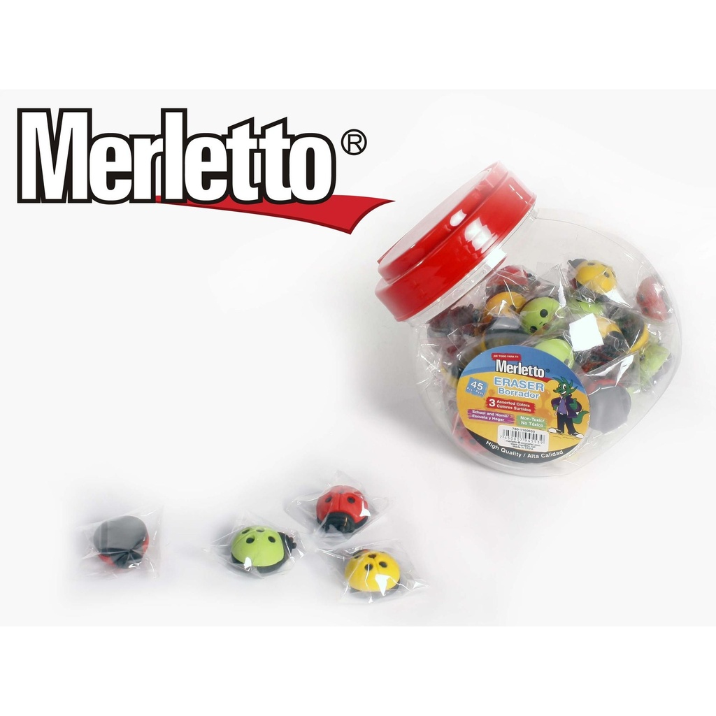 BORRADORES CON FORMA DE INSECTO /  CONO DE 45 BORRADORES / MARCA MERLETTO