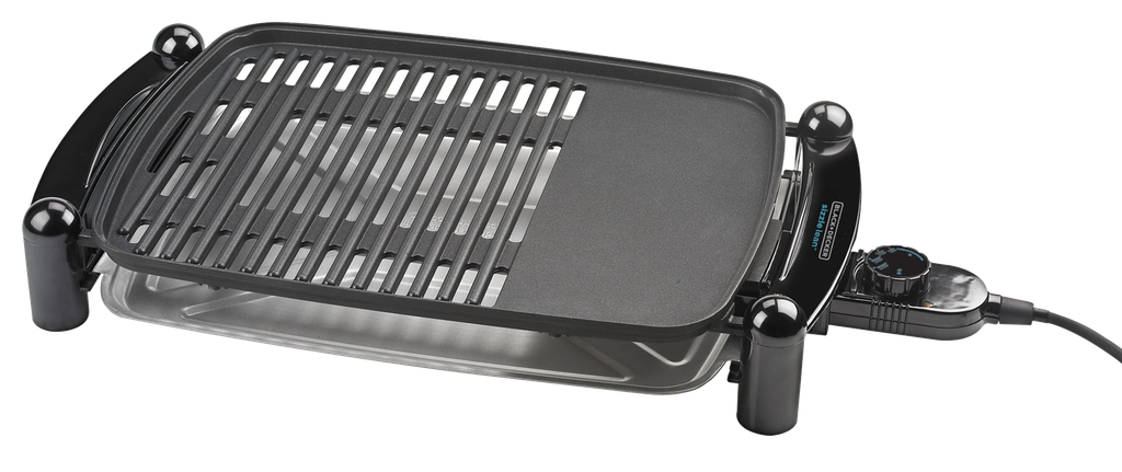 PARRILLA Y PLANCHA ELÉCTRICA SIZZLELEAN / MODELO IG201 / MARCA BLACK AND DECKER1200 WATTS /  SUPERFICIE ANTIADHERENTE / 2 SUPERFICIES PARA ASAR Y COCINAR A LA PLANCHA / BANDEJA DE GOTEO REMOVIBLE / ORILLA FRIA DE CONTACTO / CONTROL DE TEMPERATURA REMOVIBLE  / CONTROL DE TEMPERATURA REMOVIBLE CON CIERRE A PRESION