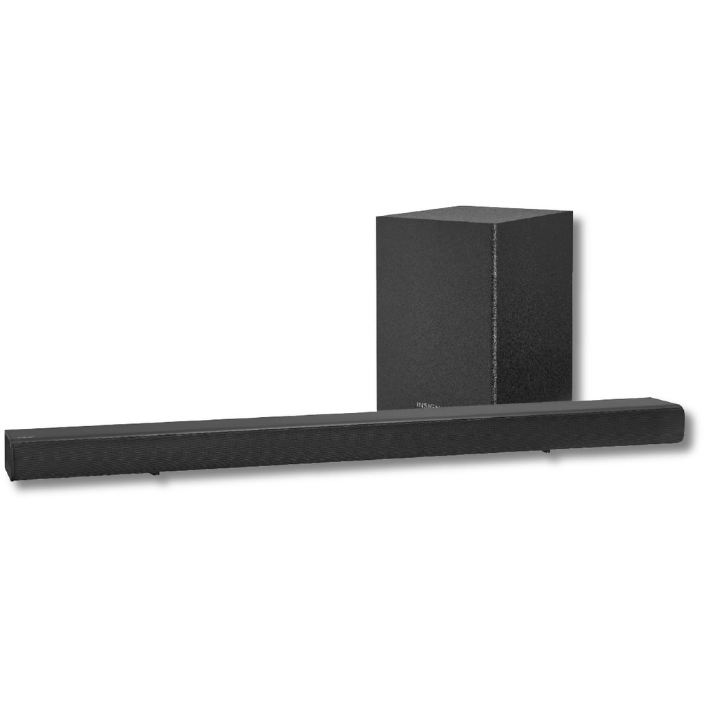 BARRA DE SONIDO DE 2.1 CANALES CON SUBWOOFER INALÁMBRICO / POTENCIA DE SALIDA TOTAL DE 80 W / INCLUYE RCA X 2, AUDIO DIGITAL ÓPTICO, MINI JACK Y CONTROL REMOTO / SONIDO ESTÉREO DE ALTA CALIDAD CUANDO VEA PELÍCULAS O ESCUCHE MÚSICA / AJUSTES PREESTABLECIDOS ESTÁNDAR, DE CINE Y DE NOTICIAS SIMPLIFICAN LA OPTIMIZACIÓN DEL AUDIO PARA UNA VARIEDAD DE USOS / MARCA INSIGNIA / MODELO NS-SBAR21F20