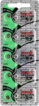 BATERIAS ALCALINAS SR521SW LIBRE DE MERCURIO / BLISTER DE 5 / MARCA MAXELL