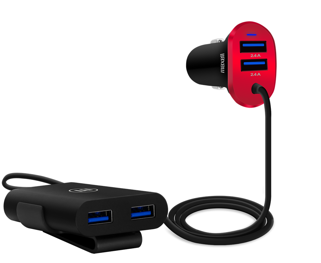CARGADOR DE CARRO PARA 4 PUERTOS USB, ULTRA RAPIDO DE 48W / MARCA MAXELL / MODELO DUSB-404