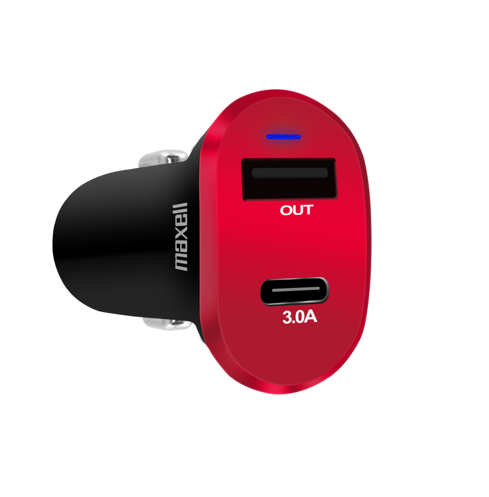 CARGADOR DE CARRO PARA 2 PUERTOS 2.4A/3A, USB Y USB TIPO C / MARCA MAXELL / MODELO DUSB-C2