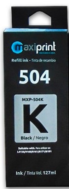 TINTA T544 65ML COLOR BLACK PARA L1110 L3110 L3210 L3150 L5190 MARCA MAXIPRINT