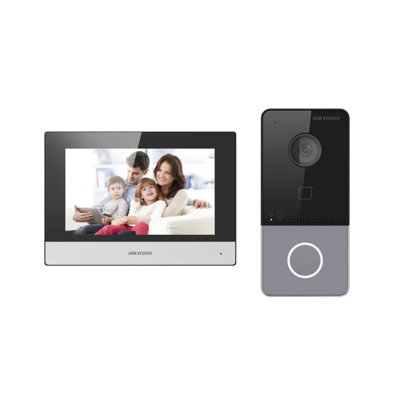 KIT INTERCOMUNICADOR IP // ESTACIóN INTERIOR CON PANTALLA TáCTIL DE 7 PULGADAS CON RESOLUCIóN 1024X600 // POE ESTáNDAR // AUDIO BIDIRECCIONAL // ESTACIóN DE PUERTA CON CáMARA DE 2MP RESOLUCIóN 1080P // FUNCIóN DE CONTROL DE ACCESO // WIFI 2.4GHZ // POE ESTáNDAR // SUPRESIóN DE RUIDO // NIVEL DE PROTECCIóN IP65 // HECHO EN CHINA // MARCA HIKVISION