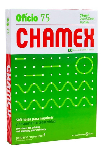 RESMA DE PAPEL TAMAÑO OFICIO 500 HOJAS PAPEL BLANCO MARCA CHAMEX