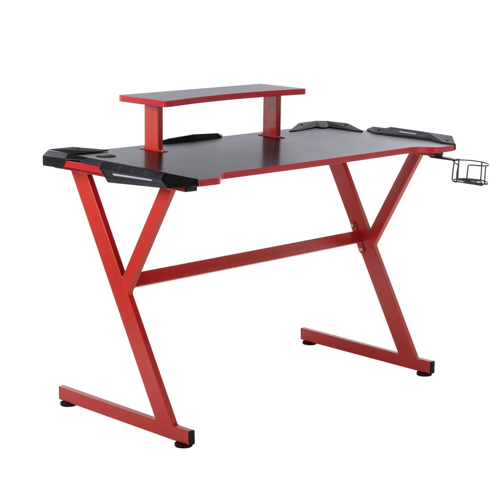 ESCRITORIO / DIMENSIONES 100 X 50 X 75 CENTIMETROS / 1 PLATAFORMA PARA MONITOR AJUSTABLE, 1 PLATAFORMA PARA CORNETAS Y 1 PLATAFORMAS PARA TECLADO Y ACCESORIOS / INCLUYE: 2 GANCHOS PARA ACCESORIOS / ESTRUCTURA DE METAL / DISEÑO ERGONÓMICO / ENSAMBLAJE SENCILLO Y RÁPIDO / MODELO YMS-1982-RD ROJO CON NEGRO