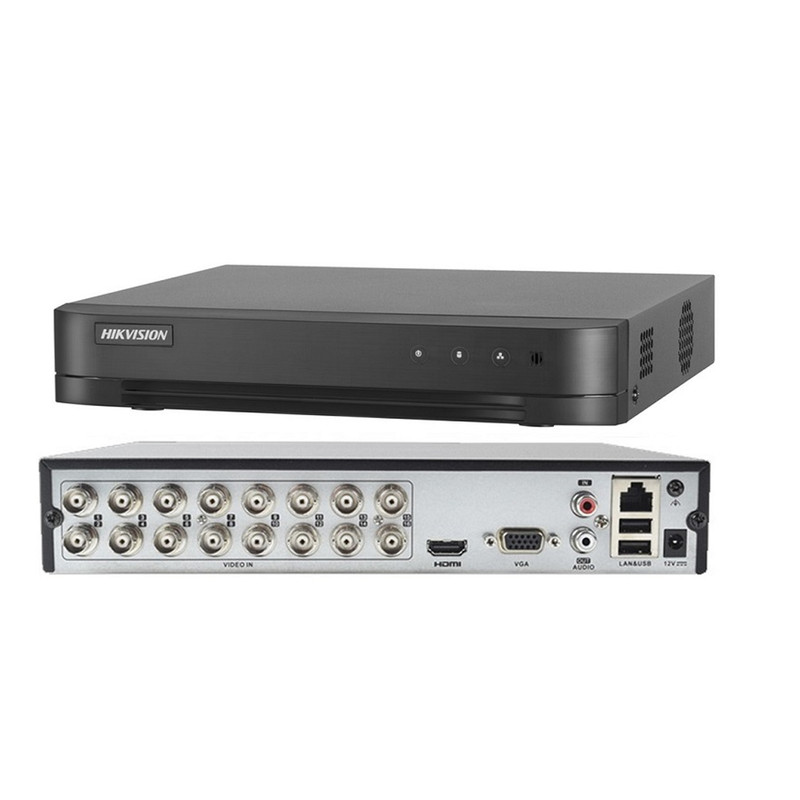 DVR HíBRIDO ALL IN ONE DE 16 CANALES (FORMATO: AHD, TVI, CVI, CVBS Y CáMARAS IP) // RESOLUCIóN: 1080P LITE@15FPS // ENTRADA IP DE 2 CANALES HASTA 5MPX // ENTRADA/SALIDA DE AUDIO 1 CANAL // 2 PUERTOS USB // 1 INTERFAZ SATA (HASTA 10TB HDD) // DISCO DURO NO INCLUIDO // MARCA HIKVISION