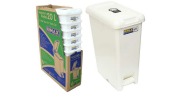 BASURERO CON PEDAL /TAPA ABATIBLE/ MATERIAL: PLASTICO / CAPACIDAD 5.3 GAL / 20 LITROS/ COLOR BLANCO/ MARCA RIMAX