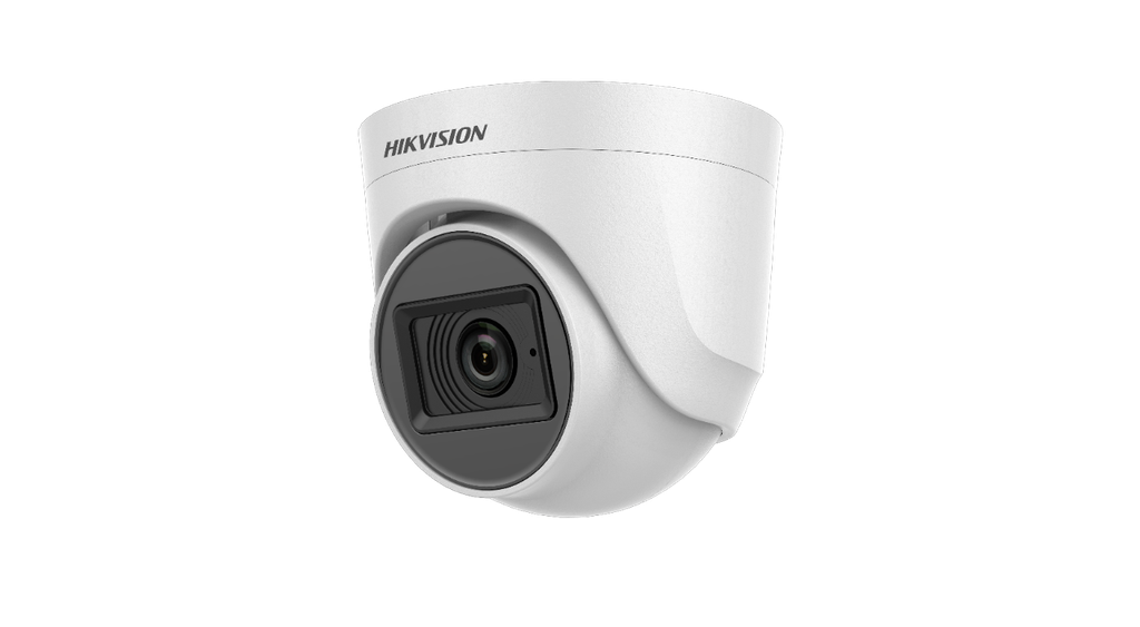 CÁMARA DOMO CON AUDIO 1080P // RESOLUCIÓN: 2 MPX // LENTE DE 2,8 MM // AUDIO POR CABLE COAXIAL, MICRÓFONO INTEGRADO // IR INTELIGENTE EXIR 2.0 PARA UNA DISTANCIA DE VISIÓN NOCTURNA DE 20 M // CARCASA DE PLÁSTICO PARA INTERIORES // TURBO HD CONMUTABLE TVI/AHD/ CVI/CVBS // HECHO EN CHINA // MARCA HIKVISION // MODELO DS-2CE76D0T-ITPFS