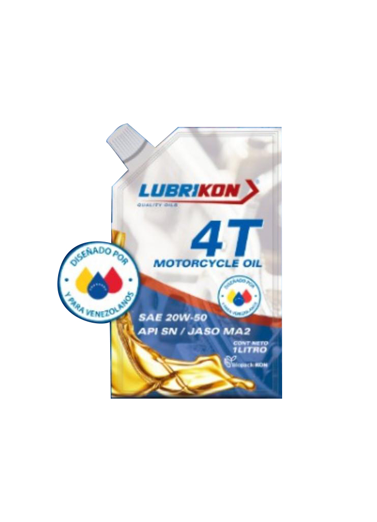 ACEITE 4T SAE 20W-50 JASO MA2 MOTORCYCLE/ PRESENTACION BOLSA 1LT/ MARCA LUBRIKON