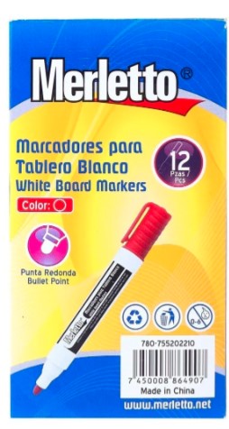 MARCADORES PARA TABLERO / COLOR ROJO / UNIDAD / MARCA MERLETTO