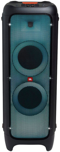 ALTAVOZ BLUETOOTH 5.1 /LUCES RGB / POTENCIA DE 1100W RMS / 2 ALTAVOCES DE 7” / SUBWOOFER DE 12” / DIMENSIONES: W39.7  x D39 x H105 cm / PAD PARA DJ / FORMATO DE AUDIO MP3, WMA, WAV / PUERTO USB PARA CRAGA DE TELEFONOS/ INCLUYE PULSERA PARA GESTOS DE AIRE | MARCA JBL