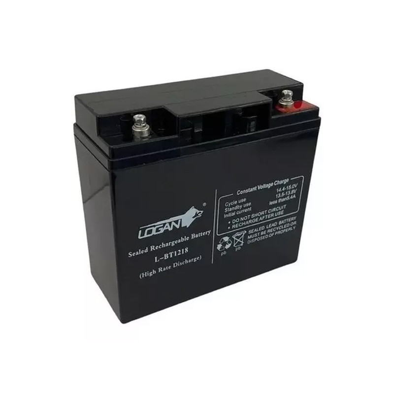 BATERÍA DE PLOMO ÁCIDO DE 12 VOLTIOS DE USO GENERAL / CAPACIDAD DE 18,0 AH / TEMPERATURA 25°C / 77°F / CONSTRUCCIÓN VRLA (LIBRE DE MANTENIMIENTO BATERÍA SELLADA) / MARCA LOGAN
