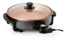 SARTEN ELECTRICO DE 28 CM | SARTEN MULTIFUNCIONAL: ESTOFAR, SALTEAR, FREIR Y DORAR | CON CONTROL DE  TEMPERATURA AJUSTABLE 93 A 218 °C |  POTENCIA 1400 WATTS |   CON TAPA DE VIDRIO TEMPLADO | CON PIE  ANTIDESLIZANTE Y ASA FRIA | MARCA HOLSTEIN| MODELO HH-09198001C
