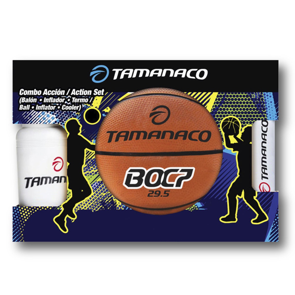 COMBO ACCION BASKETBALL # 7 INCLUYE BALON INFLADOR Y TERMO MARCA TAMANACO