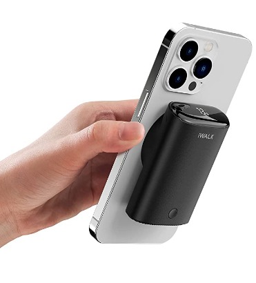 CARGADOR INALAMBRICO MAG-SAFE / COMPATIBLE PARA  IPHONE SERIE 12, 13 Y 14 / 9000 mAh / SOPORTA CARGAS DE 5 W, 7.5 W, 10 W Y 15 W / ENTRADA Y SALIDA USB-C / SOPORTE PARA DEDOS / INCLUYE CABLE USB-A A USB-C 1 IMAN (ADHESIVO MAGNETICO) 1 PAPEL DE ALINEACION / MARCA IWALK / MODELO  DBL10000M