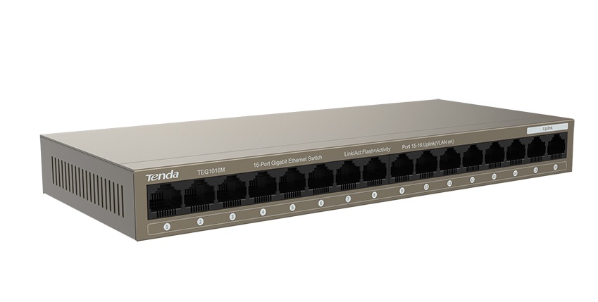 SWITCH DE 16 PUERTOS A 10/100/1000 MBPS | SWITCH NO ADMINISTRABLE | CAPACIDAD DE CONMUTACIÓN: 32 GBPS | TASA DE REENVÍO DE PAQUETES: 23,8 MBPS | 6KV EXCELENTE PROTECCIÓN CONTRA RAYOS PARA TODOS LOS PUERTOS | MARCA TENDA