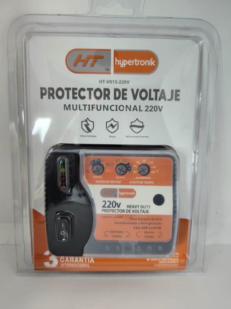 PROTECTOR DE VOLTAJE DE BORNERA 220W PARA  A/A Y HORNOS, MODELO HT-V015-220W. MARCA HYPERTRONIK
