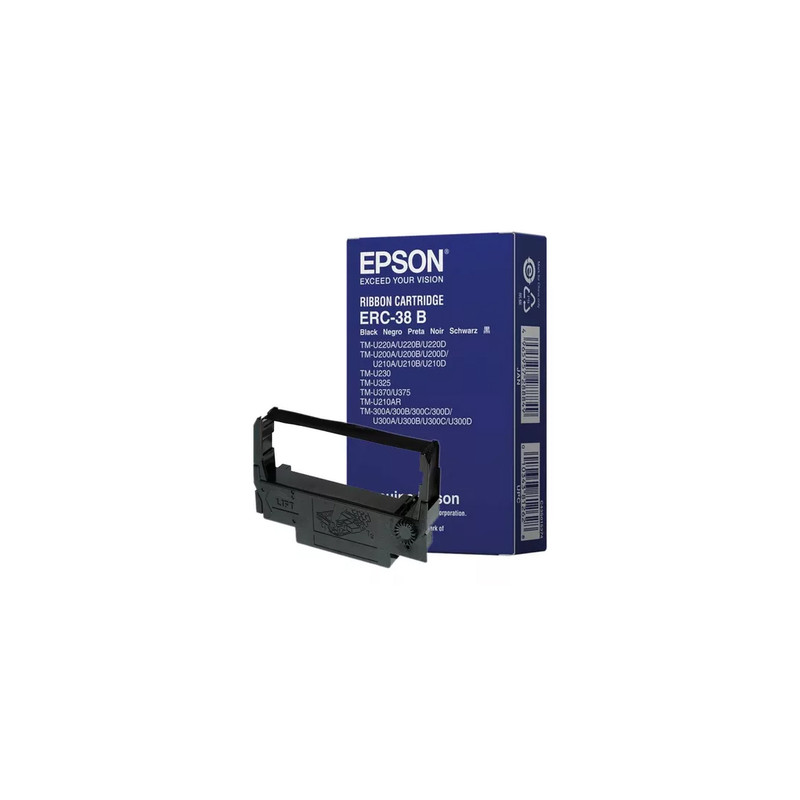 CINTA ERC-38B TM-U220A/B/D, TM-U200A/B/D, TM-U210A/B/D, TM-230, TM-U325, TM-U370/U375, TM-U210AR, TM-300A/B/C/D, U300A/B/C/D. MARCA EPSON