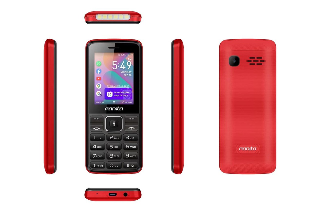 TELÉFONO INTELIGENTE PANITA | SISTEMA OPERATIVO KAIOS | PANTALLA QVGA DE 2.4” | CÁMARA PRINCIPAL VGA | PUERTOS MICROSD HASTA 32GB | ENTRADA MICRO USB | JACK 3.5MM | DUAL SIM | TECNOLOGÍA 3G | BATERÍA 1000 MAH | WIFI | RADIO FM | COLOR ROJO | MARCA LOGAN