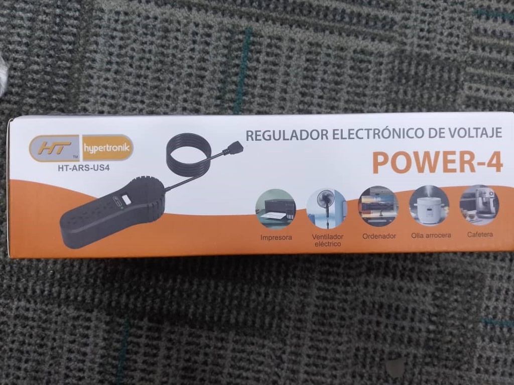 REGULADOR ELECTRONICO DE VOLTAJE POWER-4 // TOMAS 4 // POTENCIA: 300W // MODELO HT-ARS-US4 // MARCA HYPERTRONIK