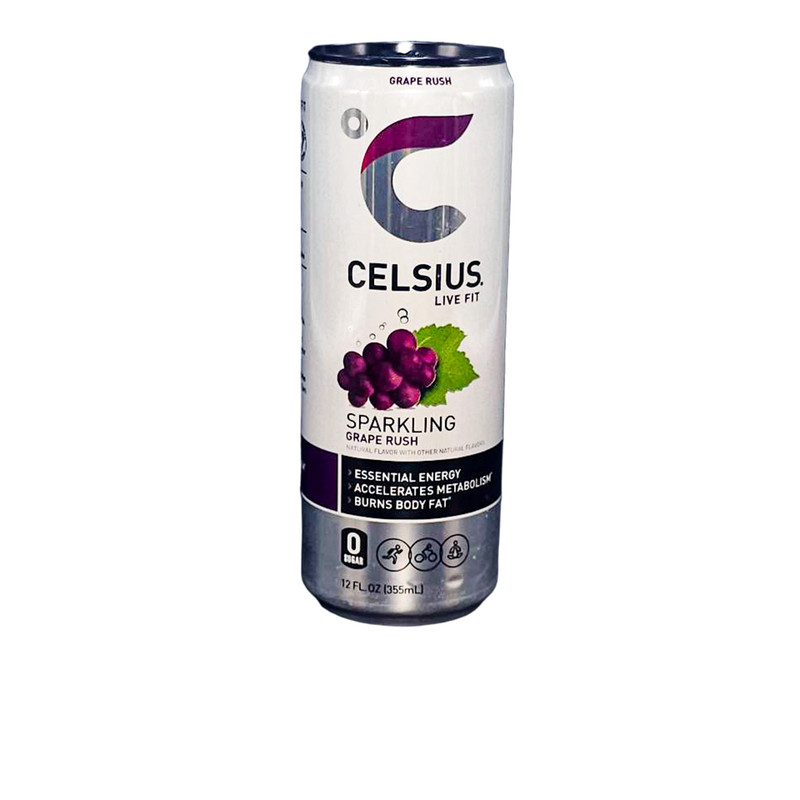 BEBIDA ENERGÉTICA // 12 ONZAS //  SABOR UVA ESPUMOSA // MARCA CELSIUS