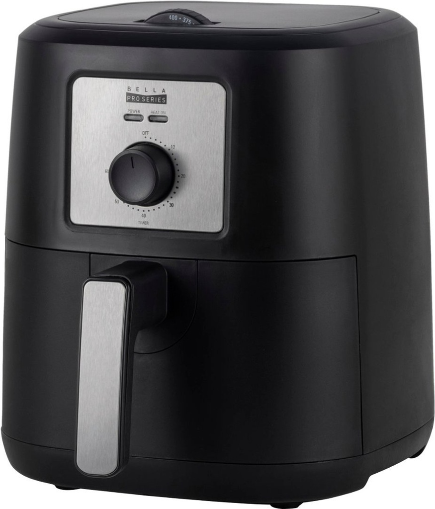 FREIDORA DE AIRE ELÉCTRICA 4.2 QT // COLOR NEGRO // TEMPORIZADOR DE 60 MINUTOS CON ALERTA // TEMPERATURA AJUSTABLE DE 170 A 400 GRADOS // CESTA EXTRAÍBLE // GUÍA DE TEMPERATURA // POTENCIA: 1500W // MODELO 90161 // MARCA BELLA PRO