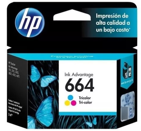 CARTUCHO DE TINTA 664 TRICOLOR | RENDIMIENTO : 100 PAGINAS APROX | COMPATIBLE HP DESKJET 1115, 2135, 2675, 2676, 3635, 3775, 3787, 3835, 4675 IMPRESORAS | MARCA HP | MODELO F6V28AL