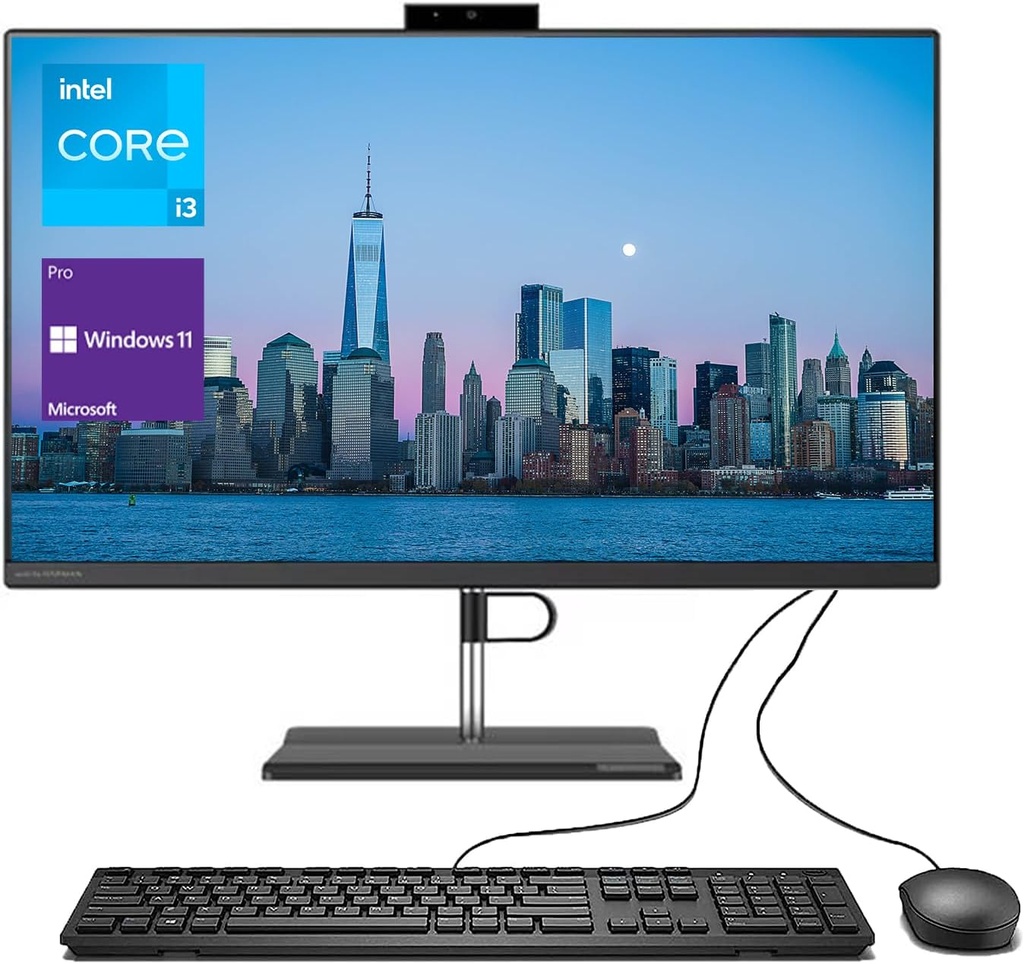 COMPUTADORA DE ESCRITORIO ALL IN ONE // PANTALLA FULL HD DE 21.5 PULGADAS // INTEL CORE I3-1115G4 // 16 GB DE RAM // 256GB DISCO DURO SSD // CÁMARA WEB // DVD // INCLUYE TECLADO Y MOUSE ALAMBRICO // WI-FI // WINDOWS 11 PRO // COLOR NEGRO // MODELO V30A // MARCA LENOVO