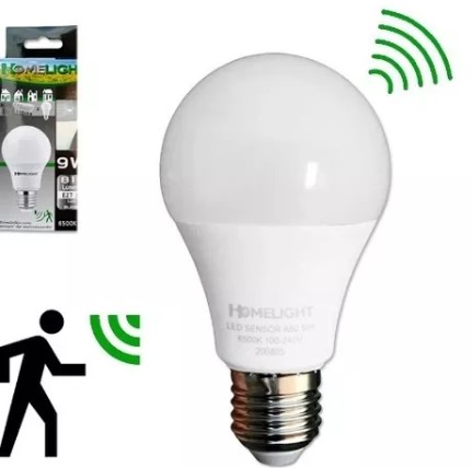 BOMBILLOS LED 9W  MARCA: HOMELIGHT | TIPO E27 | DE 6.500 K | 810 LUMENES | SENSOR DE MOVIMIENTO