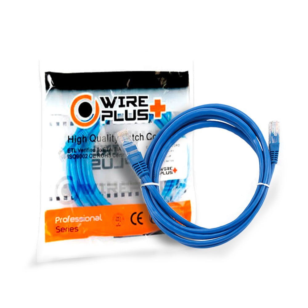 PATCH CORD CATEGORIA 6 DE 1 METRO AZUL WIRE PLUS+