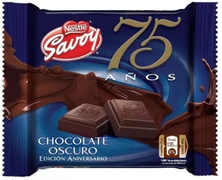 CHOCOLATE CARRE OSCURO / MINI 75 ANIVERSARIO / 25 G / MARCA SAVOY