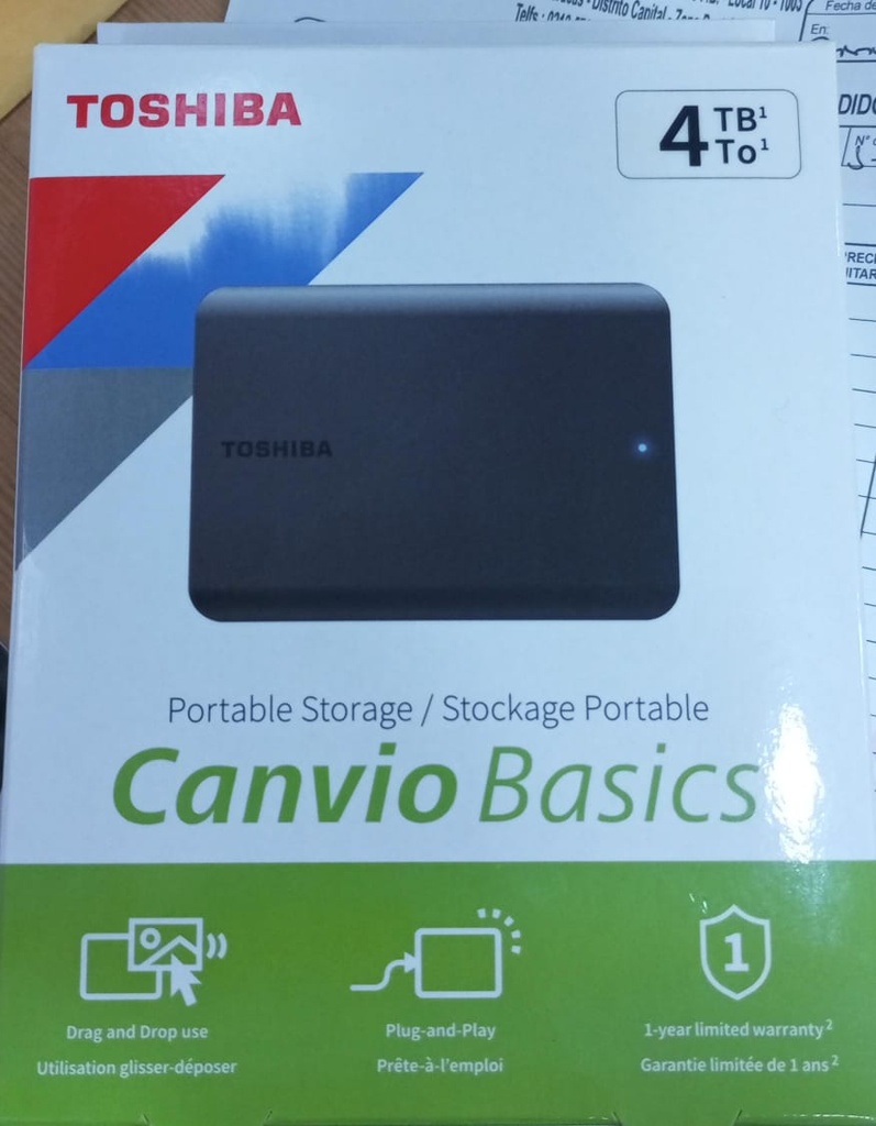 DISCO DURO, EXTERNO, 4TB. MARCA TOSHIBA